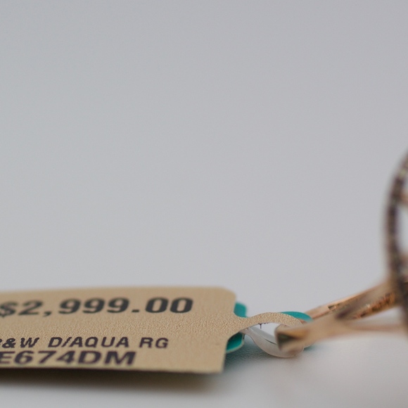 EFFY 14k Rose Gold Aquamarine & Brown Diamond Ring - Picture 3 of 8